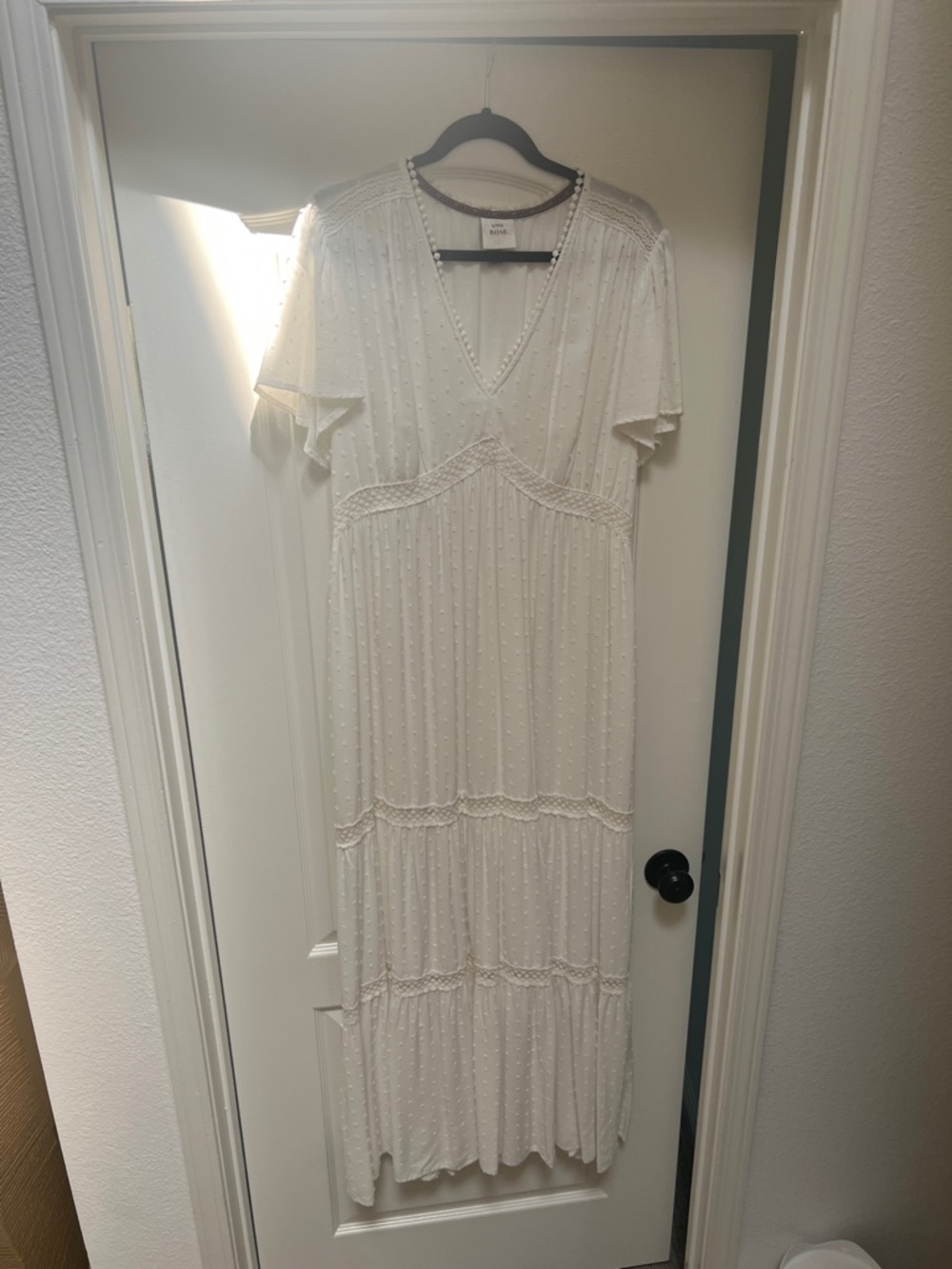 Knox Rose Cream V‑Neck Tiered Maxi Dress
